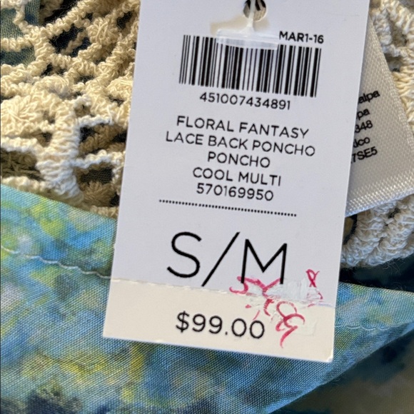 Chico's | Multicolor Blouse with Lace Detail poncho style top - Picture 9 of 11